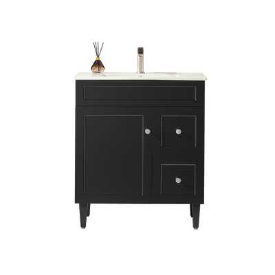 Ceto Harrington 750mm Right Hand Drawer Freestanding Vanity Matte Black (Ceramic Top) - Sydney Home Centre