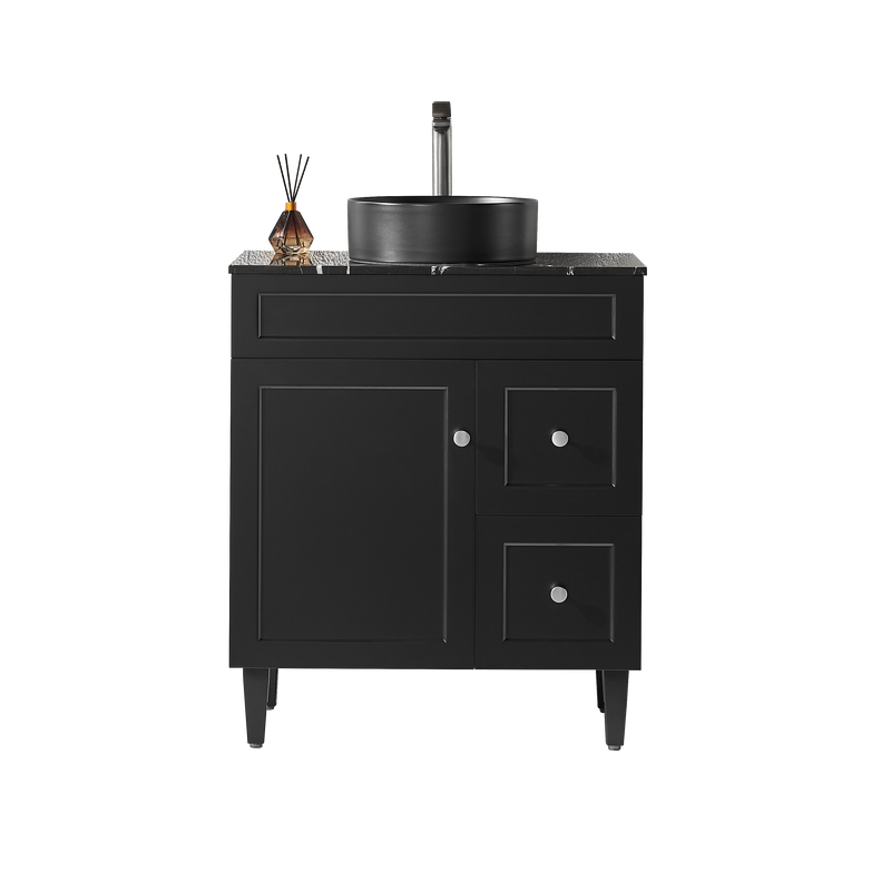 Ceto Harrington 750mm Right Hand Drawer Freestanding Vanity Matte Black (Cabinet Only) - Sydney Home Centre