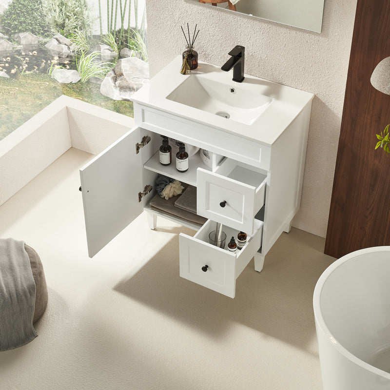 Ceto Harrington 750mm Right Hand Drawer Freestanding Vanity Matte White (Ceramic Top) - Sydney Home Centre