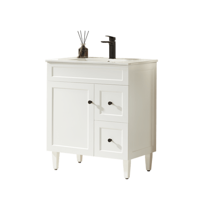 Ceto Harrington 750mm Right Hand Drawer Freestanding Vanity Matte White (Ceramic Top) - Sydney Home Centre