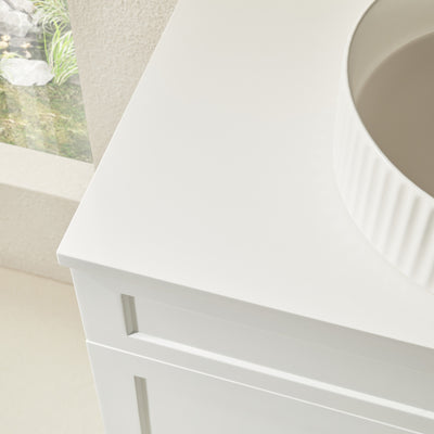 Ceto Harrington 750mm Right Hand Drawer Freestanding Vanity Matte White (Marble Stone Top) - Sydney Home Centre