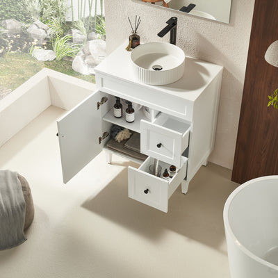 Ceto Harrington 750mm Right Hand Drawer Freestanding Vanity Matte White (Marble Stone Top) - Sydney Home Centre