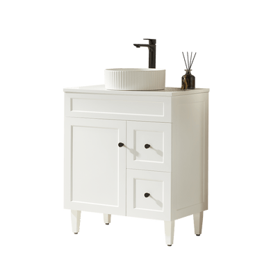 Ceto Harrington 750mm Right Hand Drawer Freestanding Vanity Matte White (Marble Stone Top) - Sydney Home Centre