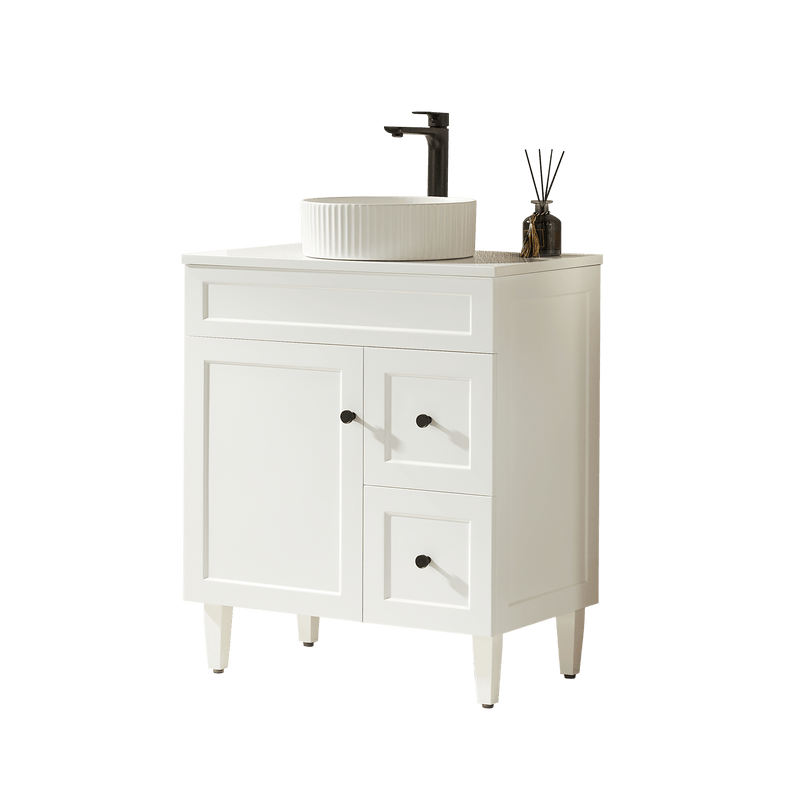 Ceto Harrington 750mm Right Hand Drawer Freestanding Vanity Matte White (Quartz Stone Top) - Sydney Home Centre