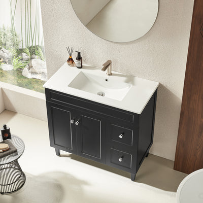 Ceto Harrington 900mm Right Hand Drawer Freestanding Vanity Matte Black (Ceramic Top) - Sydney Home Centre