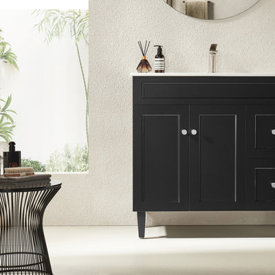 Ceto Harrington 900mm Right Hand Drawer Freestanding Vanity Matte Black (Ceramic Top) - Sydney Home Centre