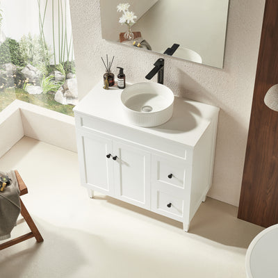 Ceto Harrington 900mm Right Hand Drawer Freestanding Vanity Matte White (Marble Stone Top) - Sydney Home Centre