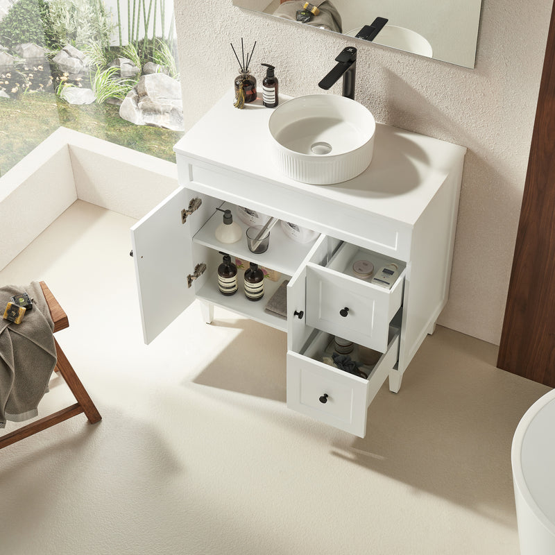 Ceto Harrington 900mm Right Hand Drawer Freestanding Vanity Matte White (Quartz Stone Top) - Sydney Home Centre