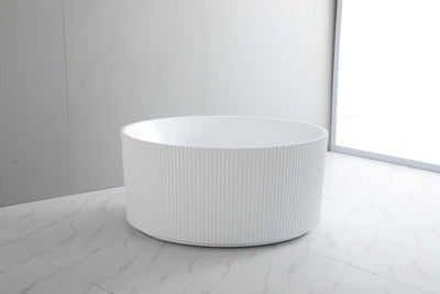 Ceto Como Round Groove 1280mm Free Standing No Overflow Bathtub Gloss White - Sydney Home Centre