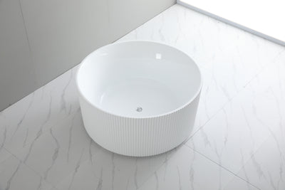 Ceto Como Round Groove 1280mm Free Standing No Overflow Bathtub Gloss White - Sydney Home Centre