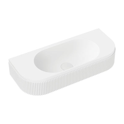 Fienza Minka Solid Surface Wall Matte White Basin No Tap Hole - Sydney Home Centre