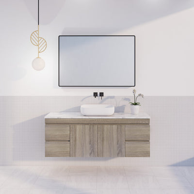 Viva ABS DF 1500mm Dark Oak Single Bowl Wall Hung Vanity (Handy Ceramic Top) - Sydney Home Centre