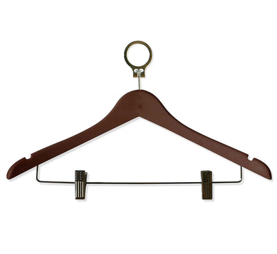 Dolphy Security Wooden Cloth Hanger with 2 Clip Brown (50 pcs)