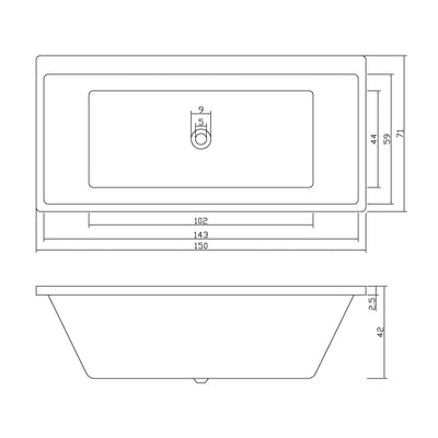 Poseidon DunTon Insert Bathtub 1500mm White - Sydney Home Centre