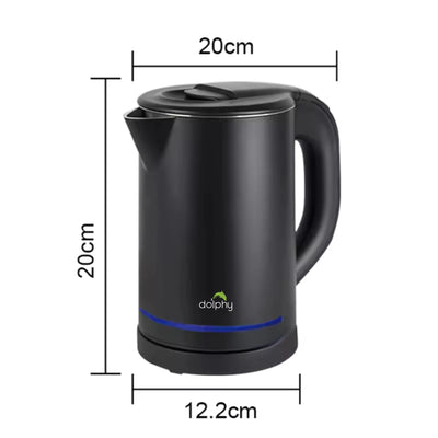 Dolphy 0.8L Stainless Steel Electric Kettle With Light Design Black