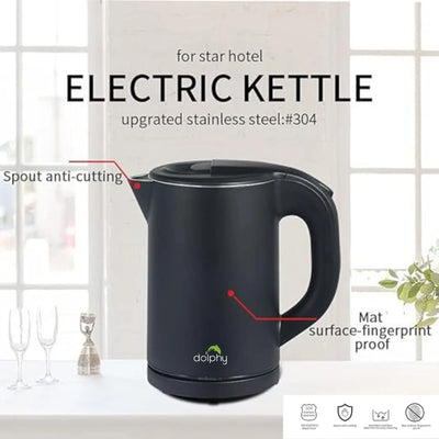 Dolphy 0.8L Stainless Steel Electric Kettle Black