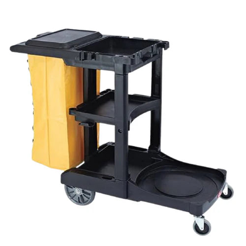 Dolphy 3-Shelf Housekeeping Trolley Black