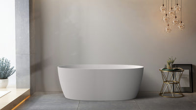 Riva Delta Super Slim Edge Oval 1500mm Freestanding Bathtub Matte White - Sydney Home Centre