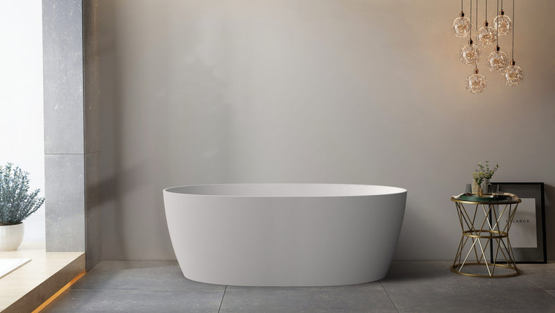 Riva Delta Super Slim Edge Oval 1700mm Freestanding Bathtub Matte White - Sydney Home Centre