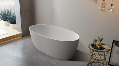 Riva Delta Super Slim Edge Oval 1700mm Freestanding Bathtub Matte White - Sydney Home Centre