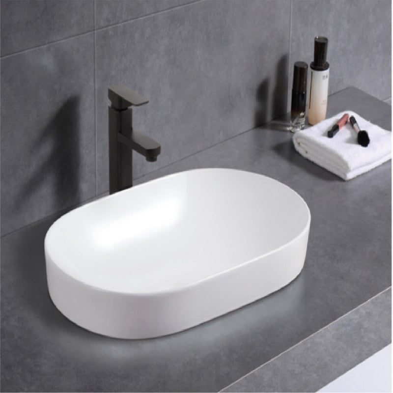 Viva ABS Dora Oval 550mm Semi-Inset Basin Gloss White - Sydney Home Centre