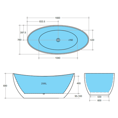 Poseidon Elivia Free Standing 1700mm Matte Black & White Bathtub - Sydney Home Centre