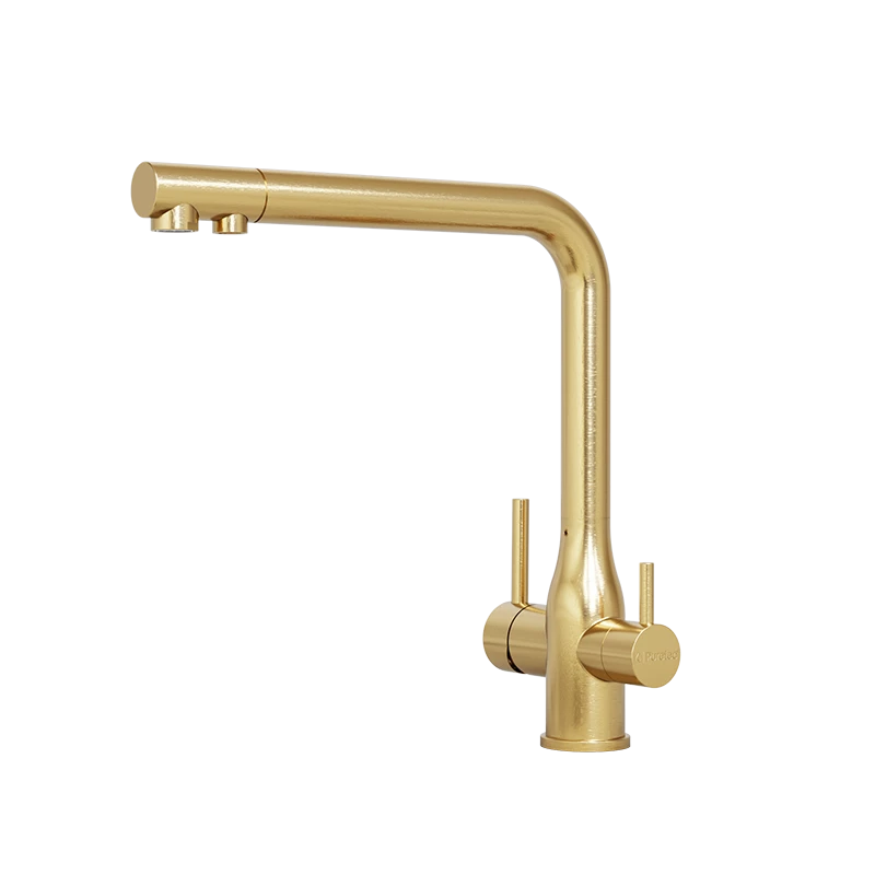 Puretec TRIPLA Elite 3-in-1 Straight Mixer Tap Brushed Gold