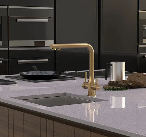 Puretec TRIPLA Elite 3-in-1 Straight Mixer Tap Brushed Gold