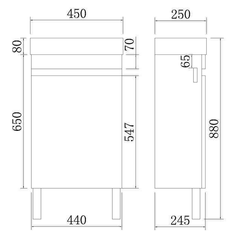 Poseidon Evie 450mm Freestanding Mini Vanity Left Hand Hinge With Poly Top Dark Brown - Sydney Home Centre