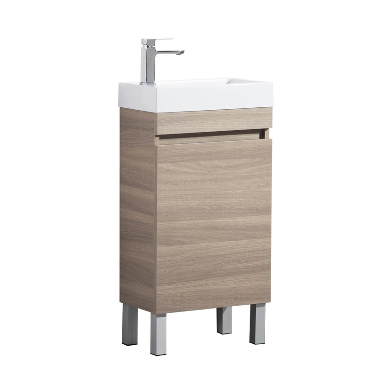 Poseidon Evie 450mm Freestanding Mini Vanity Right Hand Hinge With Poly Top Oak - Sydney Home Centre