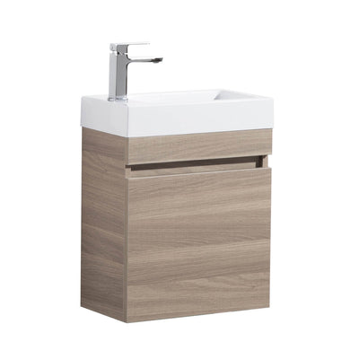 Poseidon Evie 450mm Wall Hung Mini Vanity Left Hand Hinge With Poly Top Oak - Sydney Home Centre