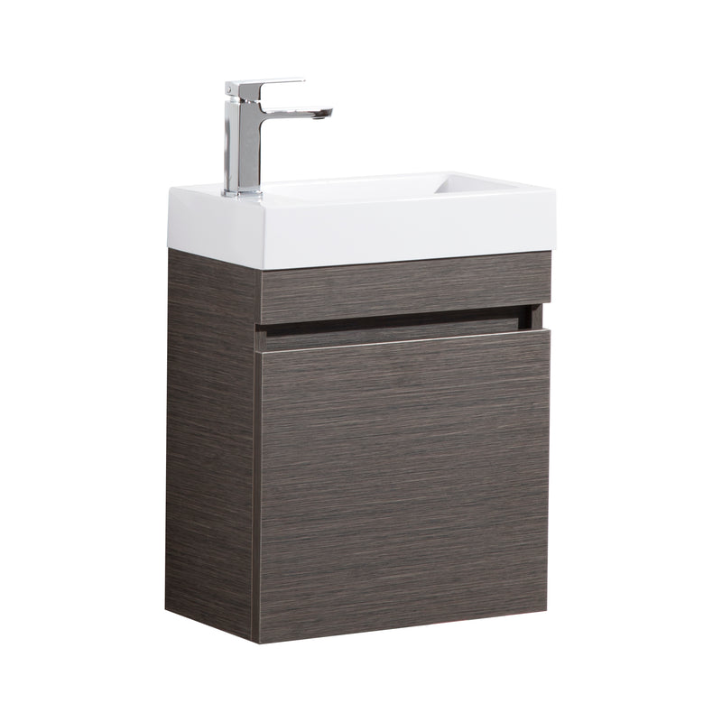 Poseidon Evie 450mm Wall Hung Mini Vanity Right Hand Hinge With Poly Top Dark Brown - Sydney Home Centre