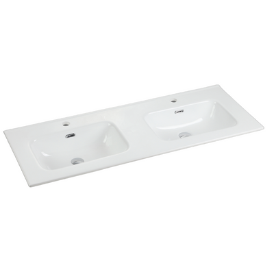 Riva Bali 1200mm White Oak Double Bowl Wall Hung Vanity (Eden Ceramic Top) - Sydney Home Centre