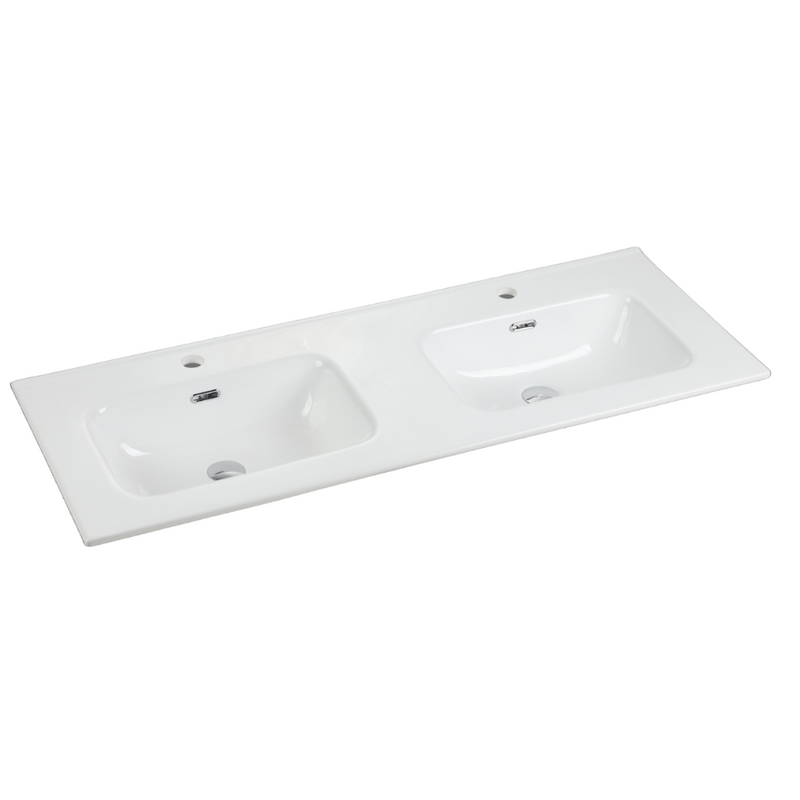 Riva Vienna 1200mm Matte White Double Bowl Wall Hung Vanity (Eden Ceramic Top) - Sydney Home Centre