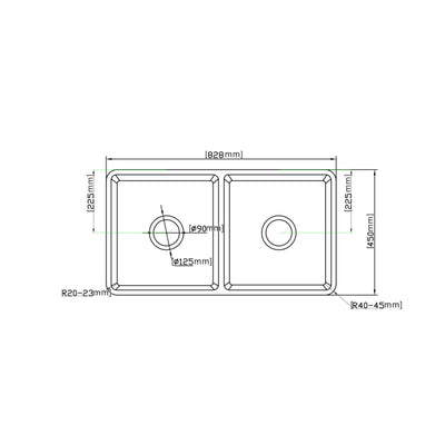 Ceto Greenwich Fireclay Farmhouse 828mm Double Bowl Sink Matte Black - Sydney Home Centre