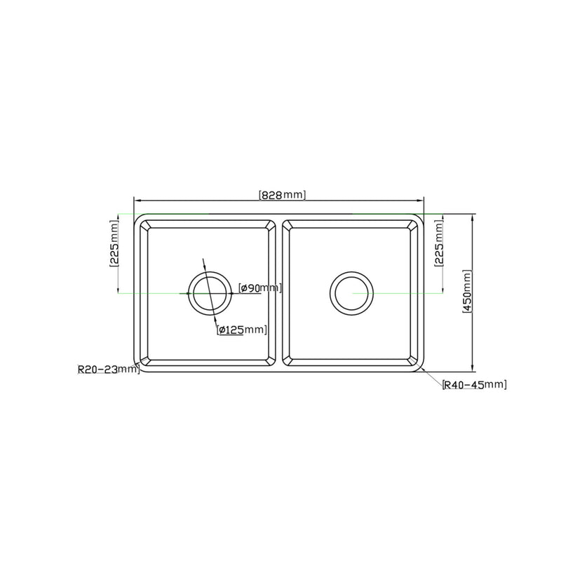 Ceto Greenwich Fireclay Farmhouse 828mm Double Bowl Sink Matte Black - Sydney Home Centre