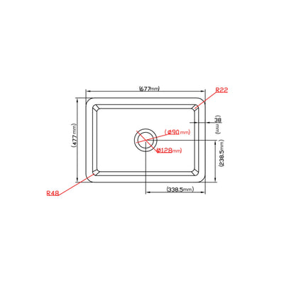 Ceto Camden Fireclay Square 677mm Top/undermount Sink Matte Black - Sydney Home Centre