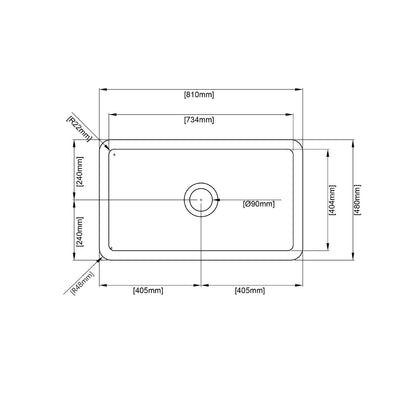 Ceto Camden Fireclay Square 810mm Top/undermount sink Matte Black - Sydney Home Centre