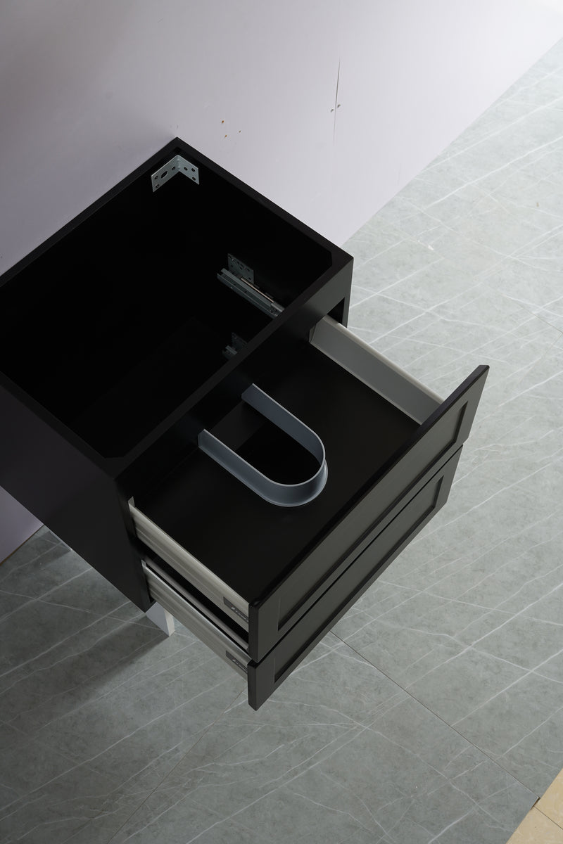 Ceto Fremantle 600mm Double Drawer Wall Hung Vanity Matte Black (Cabinet Only) - Sydney Home Centre