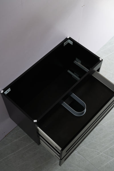 Ceto Fremantle 900mm Double Drawer Wall Hung Vanity Matte Black (Ceramic Top) - Sydney Home Centre