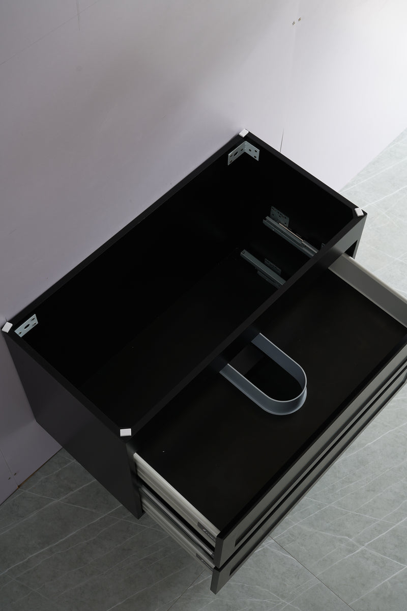 Ceto Fremantle 900mm Double Drawer Wall Hung Vanity Matte Black (Ceramic Top) - Sydney Home Centre