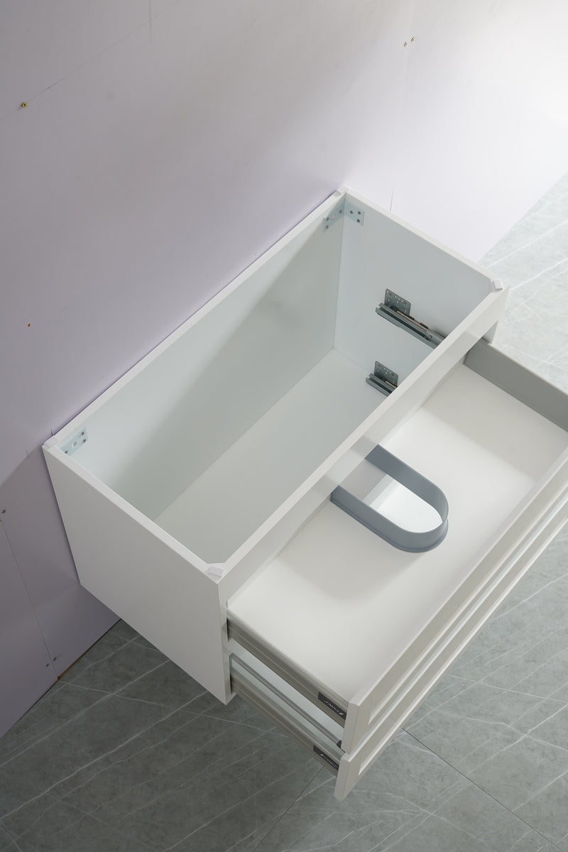 Ceto Fremantle 900mm Double Drawer Wall Hung Vanity Matte White (Ceramic Top) - Sydney Home Centre