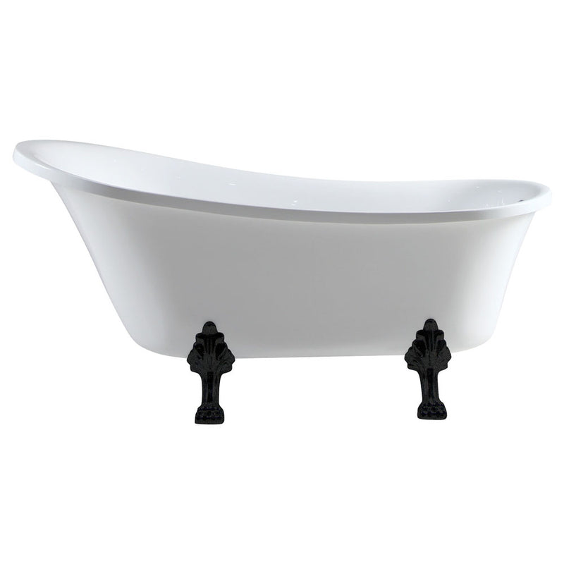 Fienza Clawfoot Freestanding Acrylic Bath 1500mm Gloss White With Matte Black Feet - Sydney Home Centre