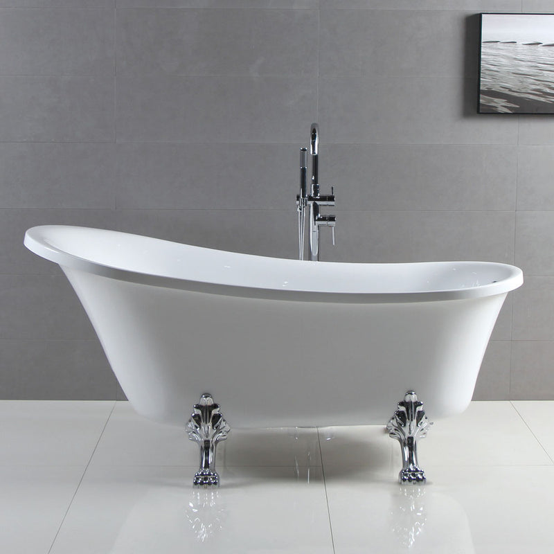 Fienza Clawfoot Freestanding Acrylic Bath 1500mm Gloss White With Chrome Feet - Sydney Home Centre