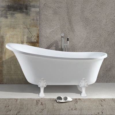 Fienza Clawfoot Freestanding Acrylic Bath 1500mm Gloss White With Semi-Gloss White Feet - Sydney Home Centre