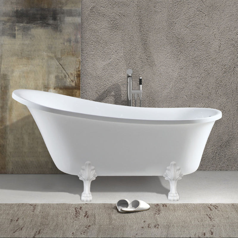 Fienza Clawfoot Freestanding Acrylic Bath 1500mm Gloss White With Semi-Gloss White Feet - Sydney Home Centre