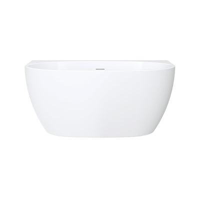 Fienza Keeto Back-To-Wall Acrylic Bath 1300mm Gloss White with Overflow