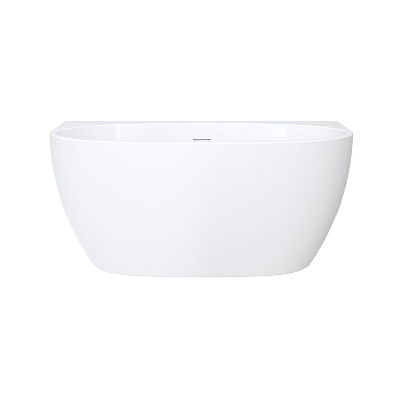 Fienza Keeto Back-To-Wall Acrylic Bath 1300mm Gloss White with Overflow