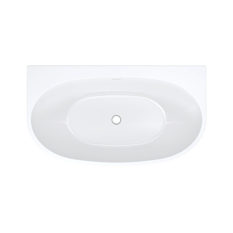 Fienza Keeto Back-To-Wall Acrylic Bath 1300mm Gloss White with Overflow