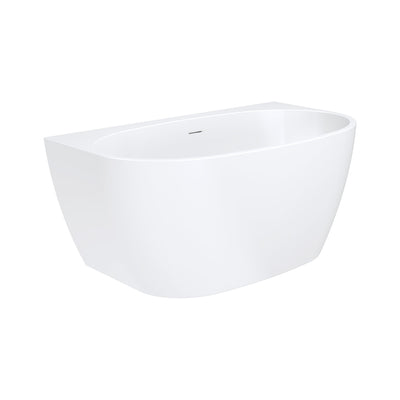 Fienza Keeto Back-To-Wall Acrylic Bath 1300mm Gloss White with Overflow